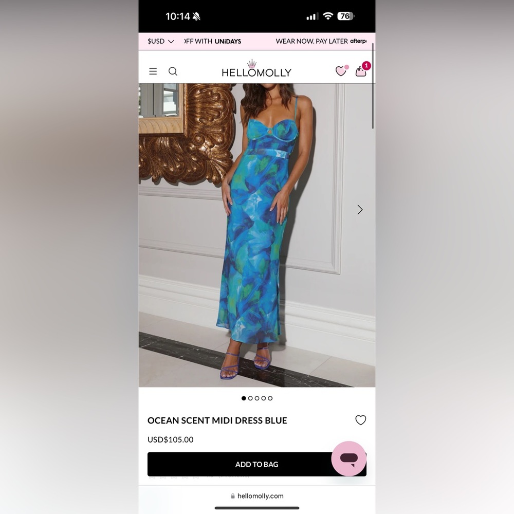 Hello Molly blue midi dress size large